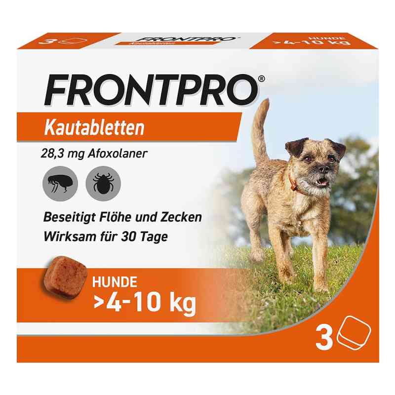 FRONTPRO Kautabletten für Hunde gegen Zecken & Flöhe 4-10 kg 3 stk von Boehringer Ingelheim VETMEDICA GmbH PZN 18654280