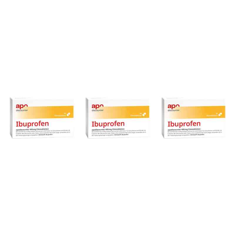 Ibuprofen 400 mg Schmerztabletten von apodiscounter 3x50 stk von Fairmed Healthcare GmbH PZN 08102765