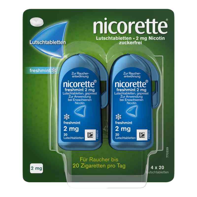 Nicorette Lutschtablette freshmint 2 mg Nikotin zur Rauchentwöhn 80 stk von Johnson & Johnson GmbH (OTC) PZN 09633907