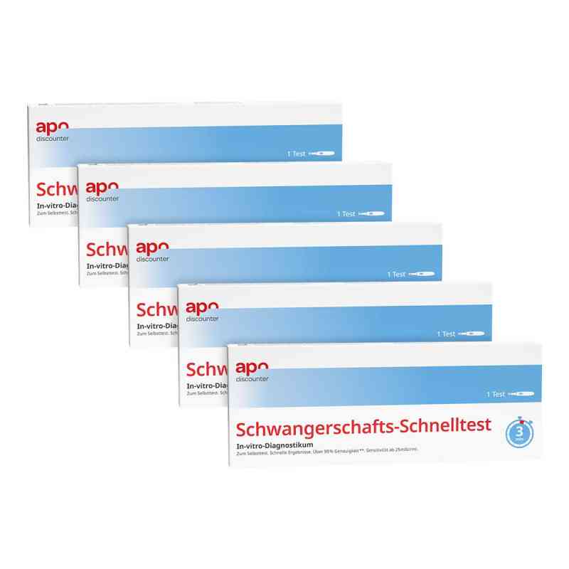 Schwangerschaftstest Schnelltest von apodiscounter  5x1 stk von PXG Pharma GmbH PZN 08103031