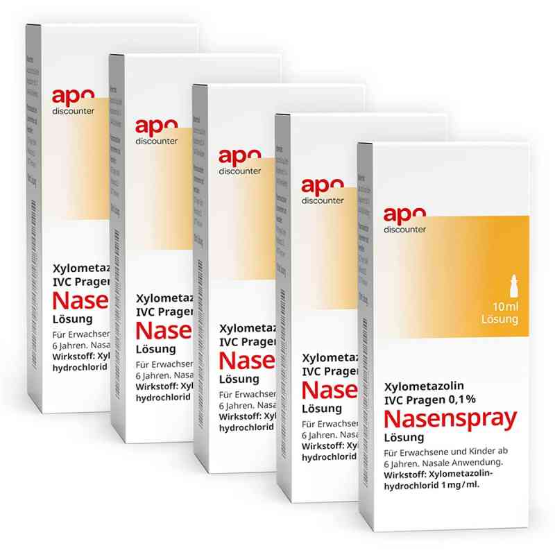 Xylometazolin 0,1 % Nasenspray von apodiscounter 5x10 ml von IVC Pragen GmbH PZN 08103008