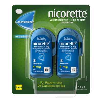 Nicorette Lutschtablette freshmint 4 mg Nikotin zur Rauchentwöhn 80 stk von Johnson & Johnson GmbH (OTC) PZN 10933968